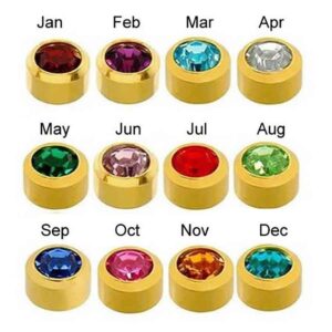 Caflon Studs/Earrings - Mini Gold Assorted Birthstone (12)