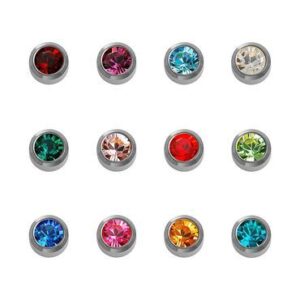 Caflon Studs/Earrings - White Assorted Birthstone (12)